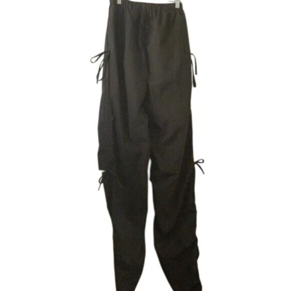 Shein Womens Black Drawstring Ruched Cut-Out Knee High-Waisted Pants Size M - Picture 7 of 14